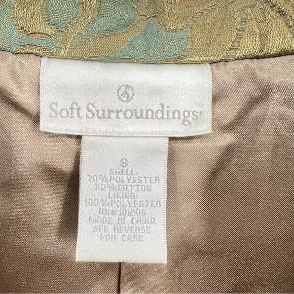 Soft Surroundings green gold floral brocade embellished evening blazer jacket S - Picture 15 of 16